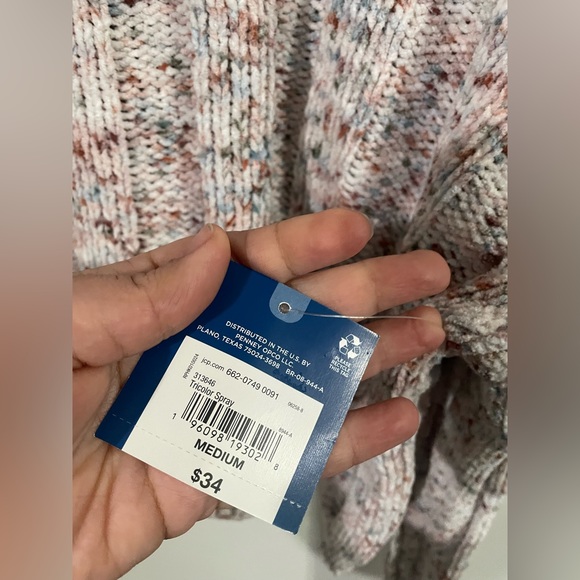 Arizona Jean Co Women’s Crew Neck Knit Sweater Cropped Pink Medium. New w tag. - Picture 5 of 8